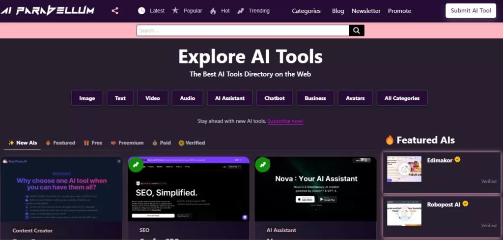3 directorios para descubrir las últimas herramientas de IA 14 ai parabellum directorio