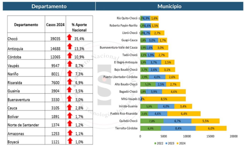 Brote de malaria en Colombia: aumentaron un 81% los casos 20 distribucion casos malaria 2024