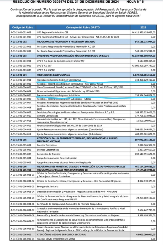 Presupuestos Máximos en Salud Colombia 2024-2025: Desafíos y Perspectivas Financieras que deja la Resolución 205474 6 Resolucion 205474 de la ADRES Presupuestos Maximos 2025